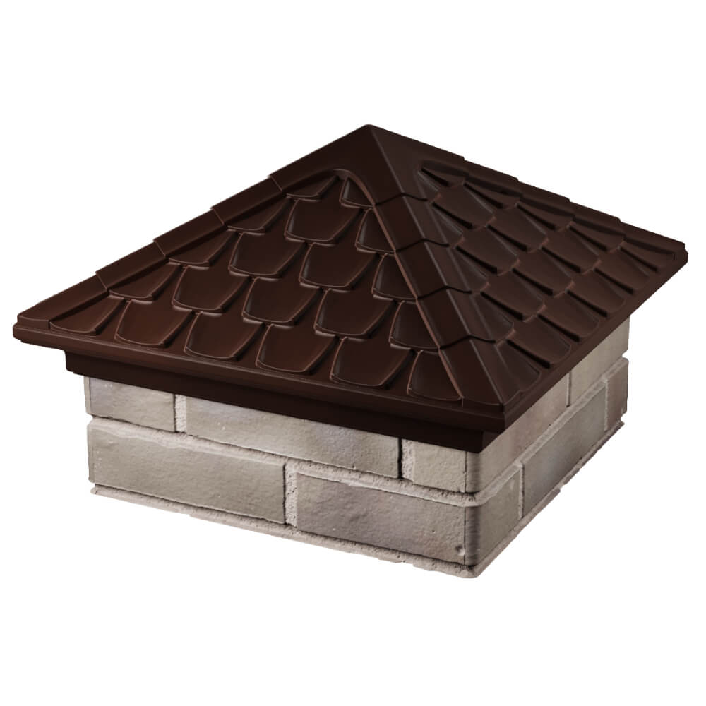 Колпак Zking Эльбрус Коричневый на столб 1.5х1.5 кирпича (385х385мм) в Парабели фото