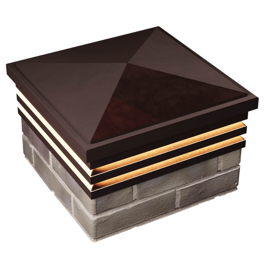 Колпак Zking Бона ХайТек Коричневый на столб 1.5х1.5 кирпича (385х385мм) с подсветкой в Парабели фото