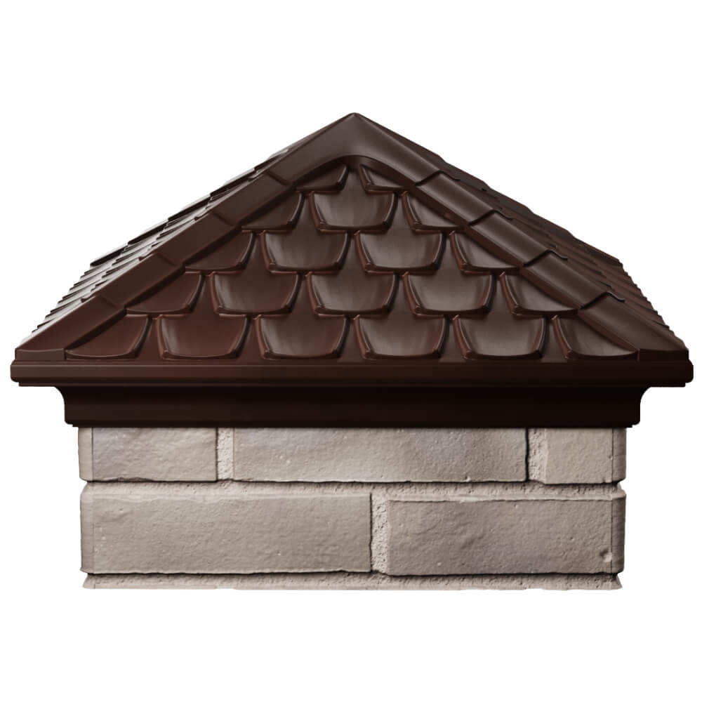 Колпак Zking Эльбрус Коричневый на столб 1.5х1.5 кирпича (385х385мм) Парабель фото