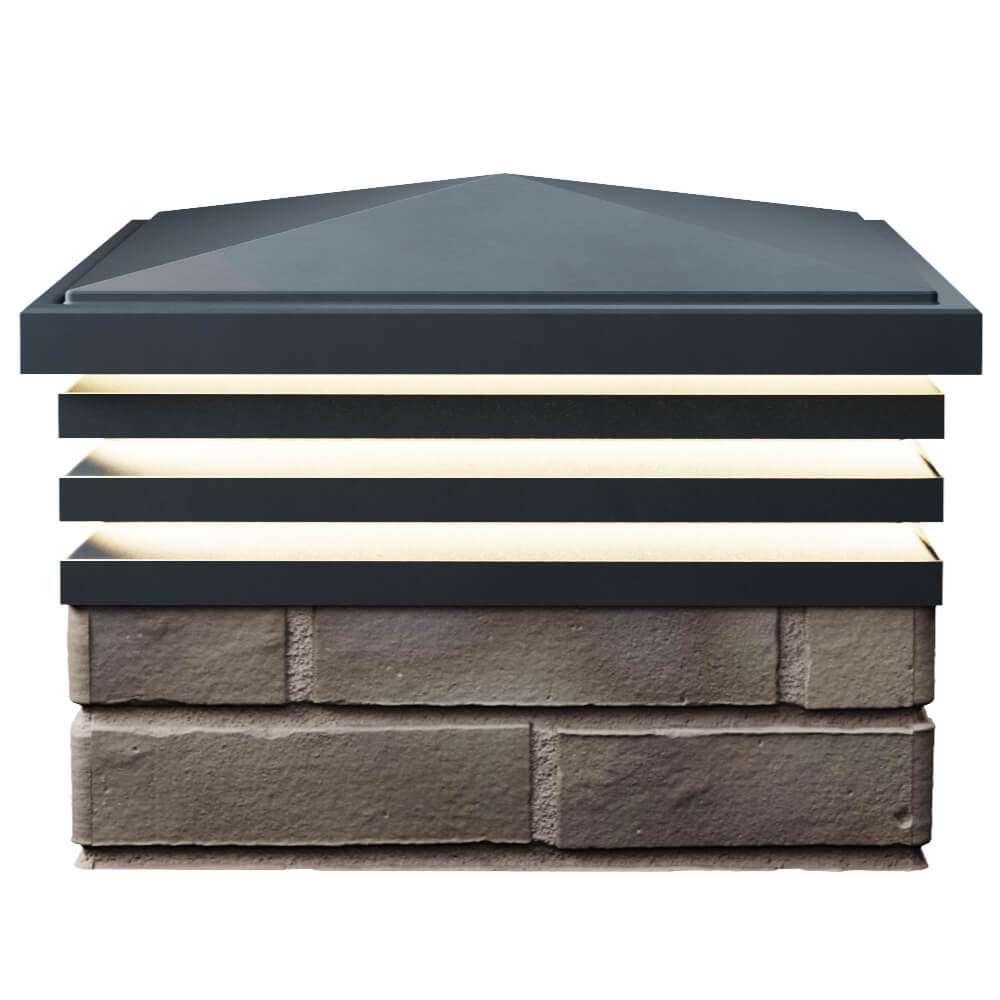 Колпак Zking Бона ХайТек Серый на столб 1.5х1.5 кирпича (385х385мм) с подсветкой в Парабели фото