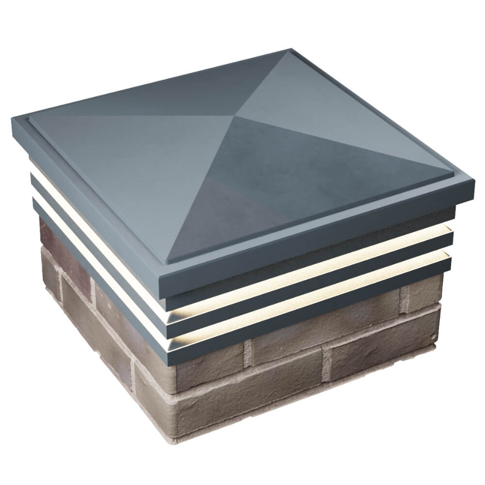 Колпак Zking Бона ХайТек Серый на столб 1.5х1.5 кирпича (385х385мм) с подсветкой в Парабели фото