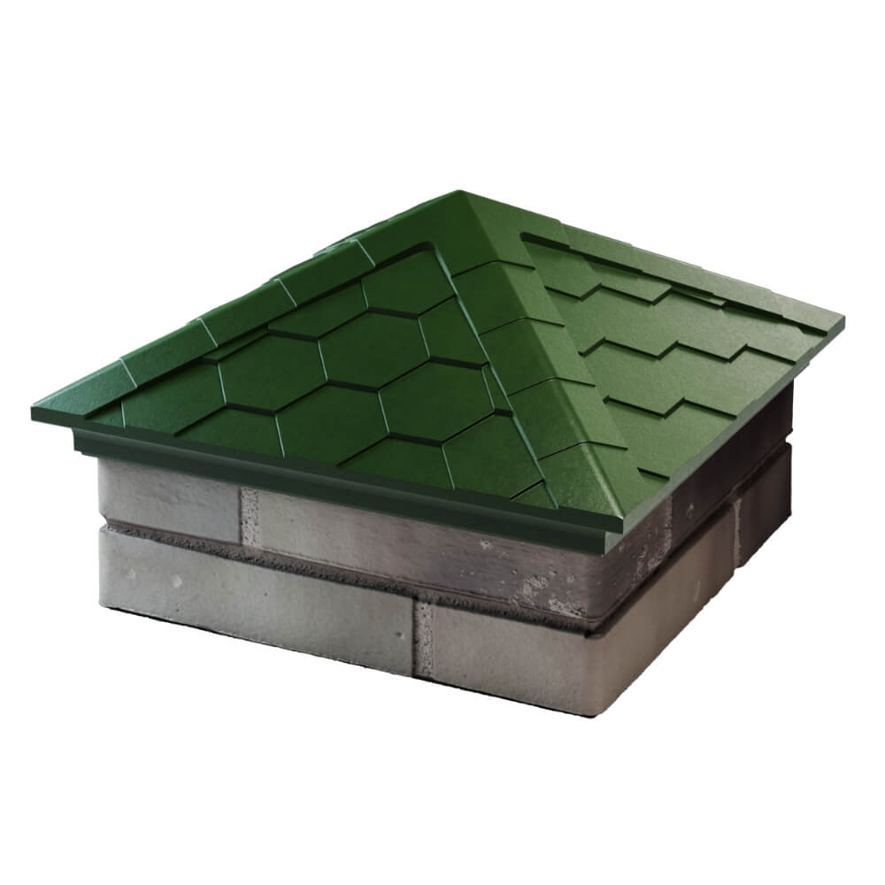 Колпак Zking Эверест Зеленый на столб 1.5х1.5 кирпича (390х390мм) в Парабели фото