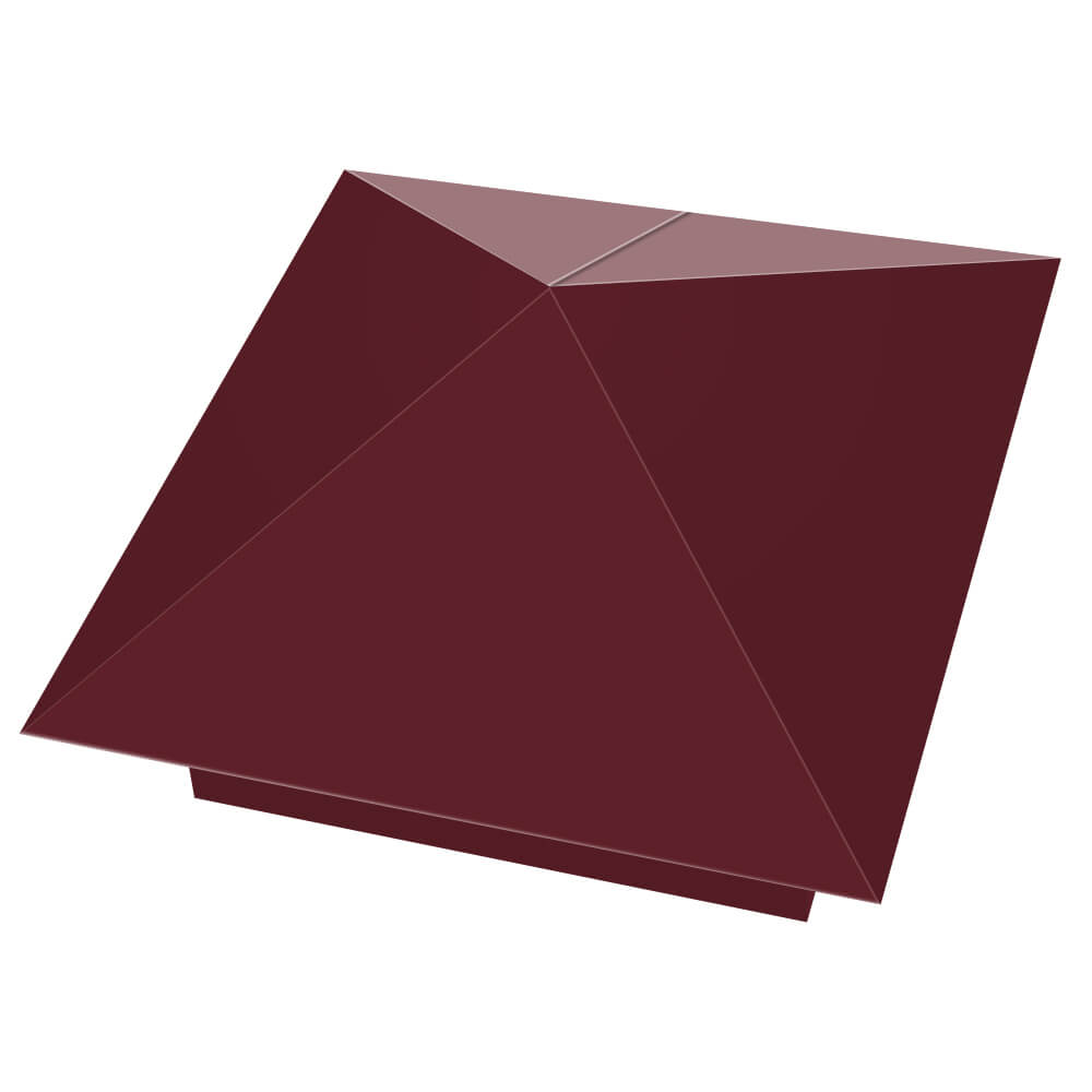 Колпак металлический 390х390мм RAL3005 Красное Вино заборный Парабель фото