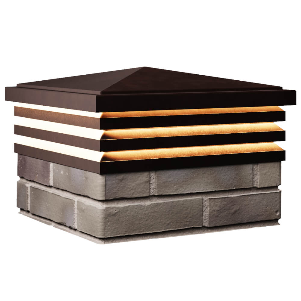 Колпак Zking Бона ХайТек Коричневый на столб 1.5х1.5 кирпича (385х385мм) с подсветкой в Парабели фото