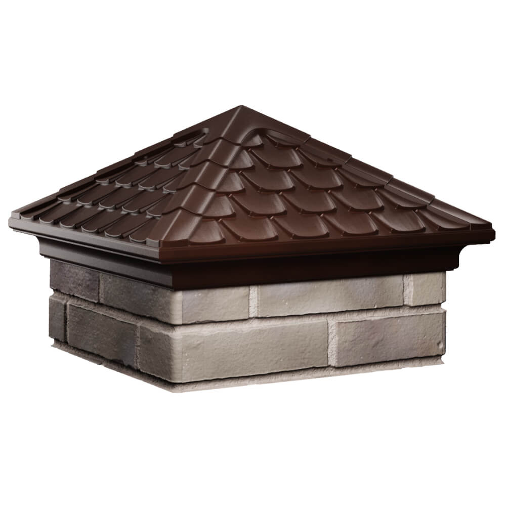 Колпак Zking Эльбрус Коричневый на столб 1.5х1.5 кирпича (385х385мм) в Парабели фото