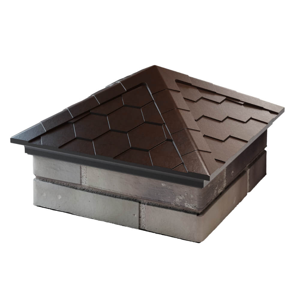Колпак Zking Эверест Коричневый на столб 1.5х1.5 кирпича (390х390мм) в Парабели фото