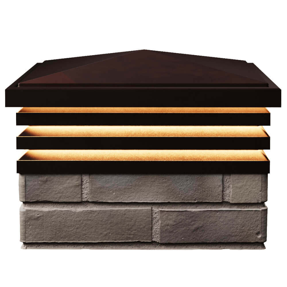 Колпак Zking Бона ХайТек Коричневый на столб 1.5х1.5 кирпича (385х385мм) с подсветкой в Парабели фото